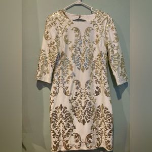 White with gold sequin Formal dress